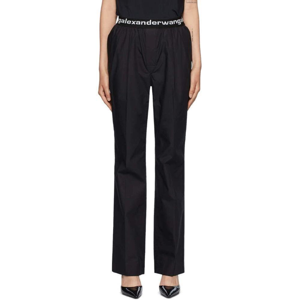 NEW! ALEXANDER WANG PULL ON PLEATED PANT WITH BLACK LOGO ELASTIC